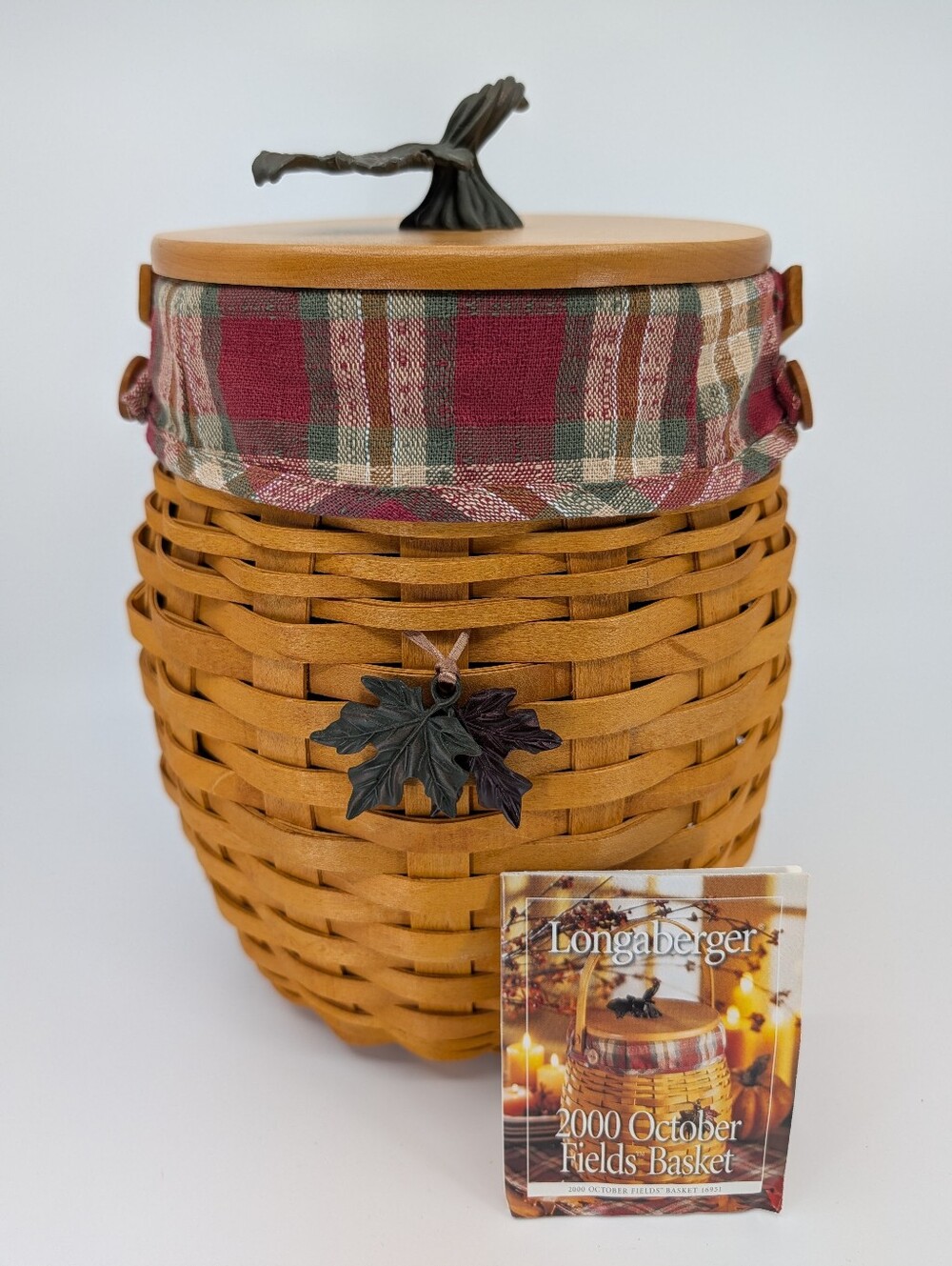 Longaberger Century 2000 October Fields Basket/Lid/Liner/Double Protector/Tie-On